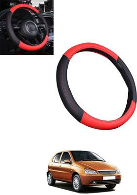 MATIES Steering Cover For Tata Indica(Red/Black, Leatherite)
