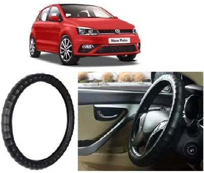 OOLTAH PAHIYA Hand Stiched Steering Cover For Volkswagen Polo Cross(Black, Leatherite)