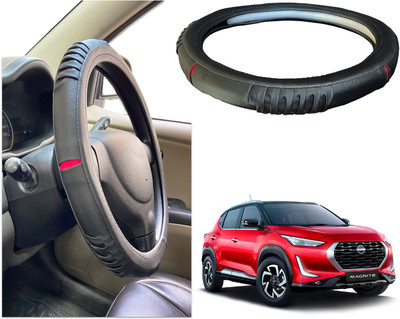 PEEPS STORE Steering Cover For Nissan NA(Black, Red, Leatherite)