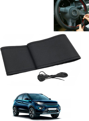 AYW Hand Stiched Steering Cover For Tata Universal For Car(Black, Leatherite)