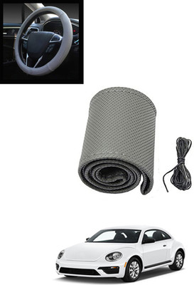 MATIES Hand Stiched Steering Cover For Volkswagen Beetle(Grey, Leatherite)