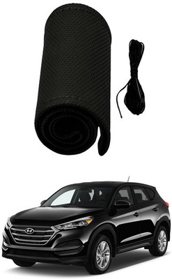 RKPSP Hand Stiched Steering Cover For Universal For Car Tucson(Black, Leatherite)