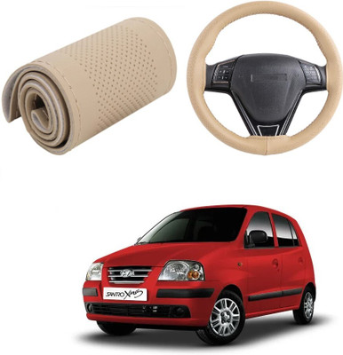 Arnejas Hand Stiched Steering Cover For Hyundai Santro Xing(Beige, Leather)
