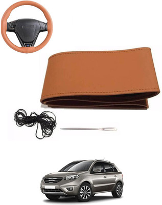 MATIES Hand Stiched Steering Cover For Renault Koleos(Tan, Leatherite)