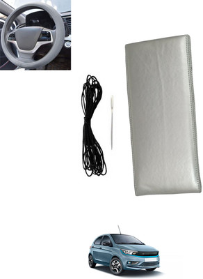 MSNP Hand Stiched Steering Cover For Tata Universal For Car(Silver, Leatherite)