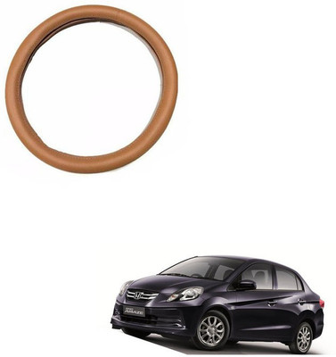 RKPSP Hand Stiched Steering Cover For Universal For Car Universal For Car(Tan, Leatherite)