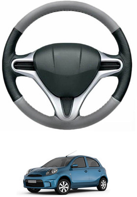 MATIES Steering Cover For Nissan Micra Active(Grey, Black, Leather)