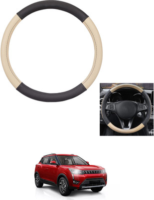 MATIES Steering Cover For Mahindra Universal For Car(Beige/Black, Leather)