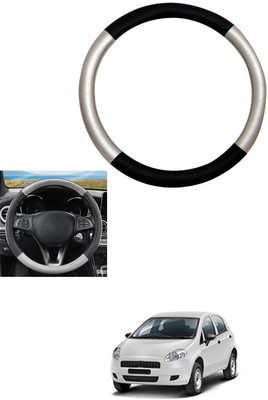 MATIES Steering Cover For Fiat Punto(Silver, Black, Leather)