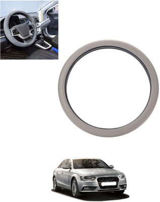 monolive Hand Stiched Steering Cover For Audi S4(Silver, Leatherite)
