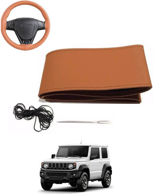 MATIES Hand Stiched Steering Cover For Maruti Universal For Car(Tan, Leatherite)