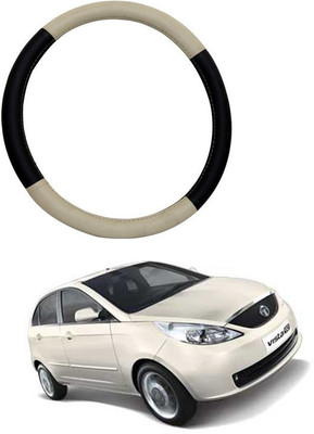 RKPSP Hand Stiched Steering Cover For Universal For Car Universal For Car(Beige/Brown, Leatherite)