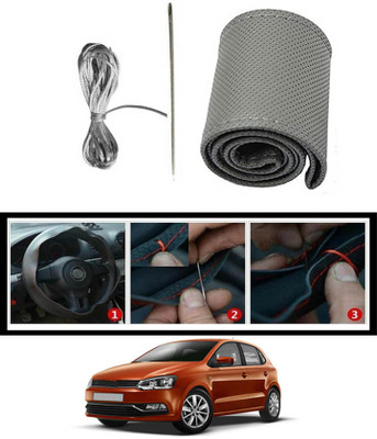 monolive Hand Stiched Steering Cover For Volkswagen Polo(Grey, Leatherite)
