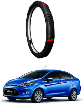 AUTO PEARL Steering Cover For Ford Fiesta(Diamond Black Red, Leatherite)