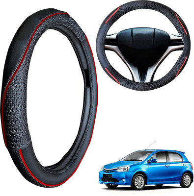 PEEPS STORE Steering Cover For Toyota Etios Liva(Black, Leatherite)