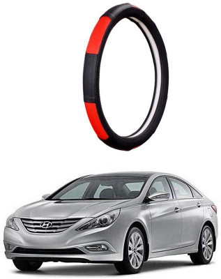 AUTO PEARL Steering Cover For Hyundai Sonata(Gold Blaze Black and Red, Leatherite)