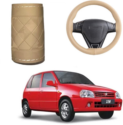 Autocom Hand Stiched Steering Cover For Maruti Zen(Beige, Leather)