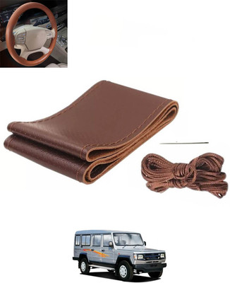 monolive Hand Stiched Steering Cover For Renault Universal For Car(Brown, Leatherite)