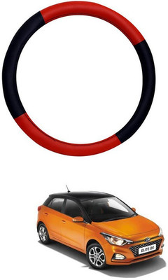 RKPSP Hand Stiched Steering Cover For Universal For Car Elite i20(Red/Black, Leatherite)