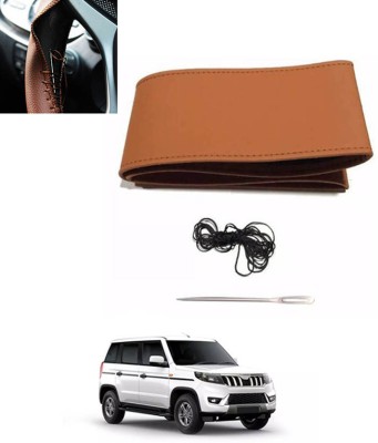 MATIES Hand Stiched Steering Cover For Mahindra Universal For Car(Tan, Leatherite)