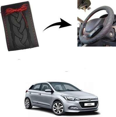 Autoinnovation Hand Stiched Steering Cover For Hyundai i20(Black, Leather)