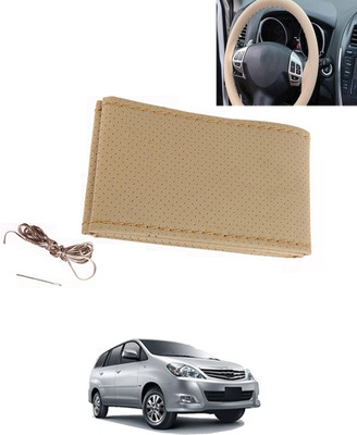 MATIES Hand Stiched Steering Cover For Toyota Innova(Beige, Leatherite)