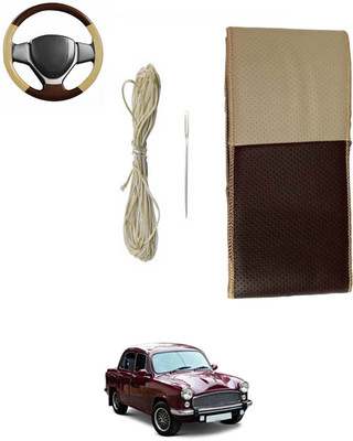 MSNP Hand Stiched Steering Cover For Volkswagen Universal For Car(Beige, Brown, Leatherite)