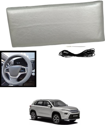MATIES Hand Stiched Steering Cover For Toyota Universal For Car(Silver, Leatherite)