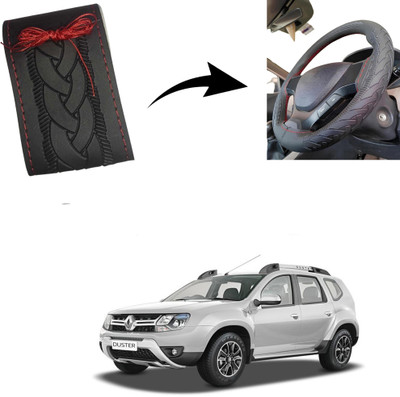 Autoinnovation Hand Stiched Steering Cover For Renault Duster(Black, Leather)