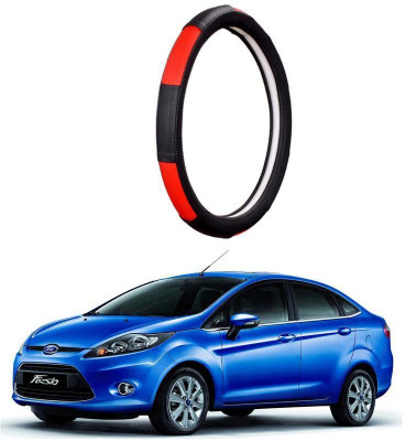 AUTO PEARL Steering Cover For Ford Fiesta(Gold Blaze Black and Red, Leatherite)
