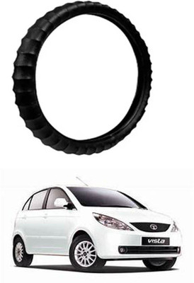 FKOK Hand Stiched Steering Cover For Tata Indica Vista(Black, Leatherite)