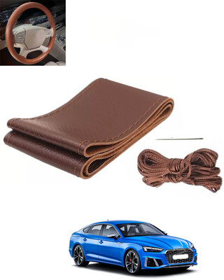 monolive Hand Stiched Steering Cover For Audi S7(Brown, Leatherite)