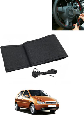 MATIES Hand Stiched Steering Cover For Tata Indica(Black, Leatherite)