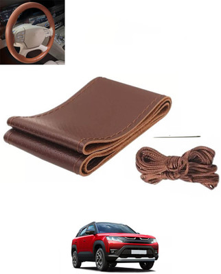 RKPSP Hand Stiched Steering Cover For Universal For Car Universal For Car(Brown, Leatherite)