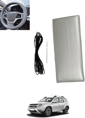 monolive Hand Stiched Steering Cover For Renault Duster(Silver, Leatherite)
