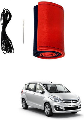 RKPSP Hand Stiched Steering Cover For Maruti, Suzuki Ertiga(Red/Black, Leatherite)