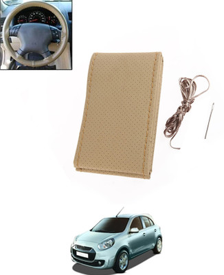 MATIES Hand Stiched Steering Cover For Renault Pulse(Beige, Leatherite)