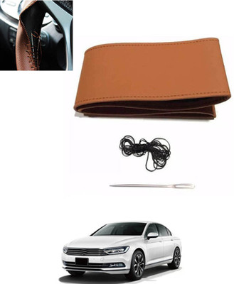 monolive Hand Stiched Steering Cover For Volkswagen Passat(Tan, Leatherite)