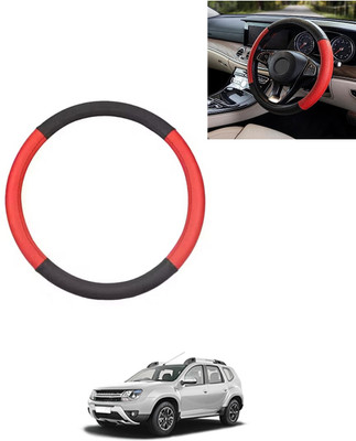 AYW Steering Cover For Renault Duster(Red/Black, Leatherite)
