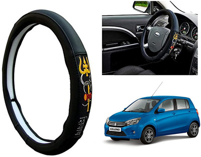 GS Grow n Shine Hand Stiched Steering Cover For Maruti Celerio(Black, Leatherite)