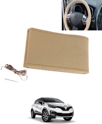 MATIES Hand Stiched Steering Cover For Renault Universal For Car(Beige, Leatherite)