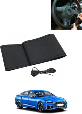 MATIES Hand Stiched Steering Cover For Audi S5(Black, Leatherite)