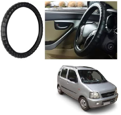OOLTAH PAHIYA Hand Stiched Steering Cover For Maruti WagonR(Black, Leatherite)