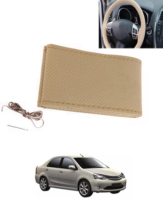 MATIES Hand Stiched Steering Cover For Toyota Etios Liva(Beige, Leatherite)