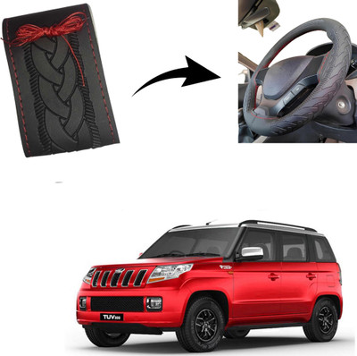 Autoinnovation Hand Stiched Steering Cover For Mahindra TUV 300(Black, Leather)