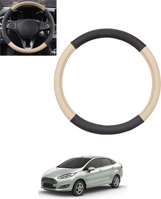 monolive Hand Stiched Steering Cover For Ford Fiesta(Beige, Black, Leatherite)