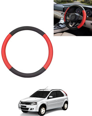 AYW Steering Cover For Mahindra Verito Vibe(Red/Black, Leatherite)