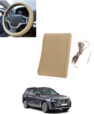 AYW Hand Stiched Steering Cover For BMW Universal For Car(Beige, Leatherite)