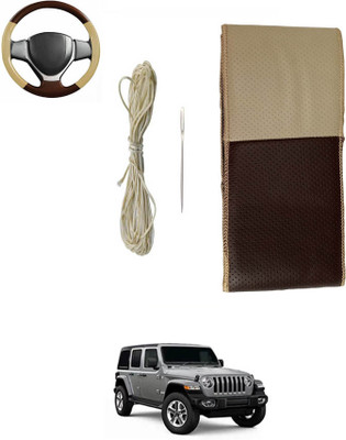monolive Hand Stiched Steering Cover For Honda Universal For Car(Brown/Beige, Leatherite)