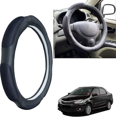 PEEPS STORE Steering Cover For Toyota Etios(Black, Leatherite)